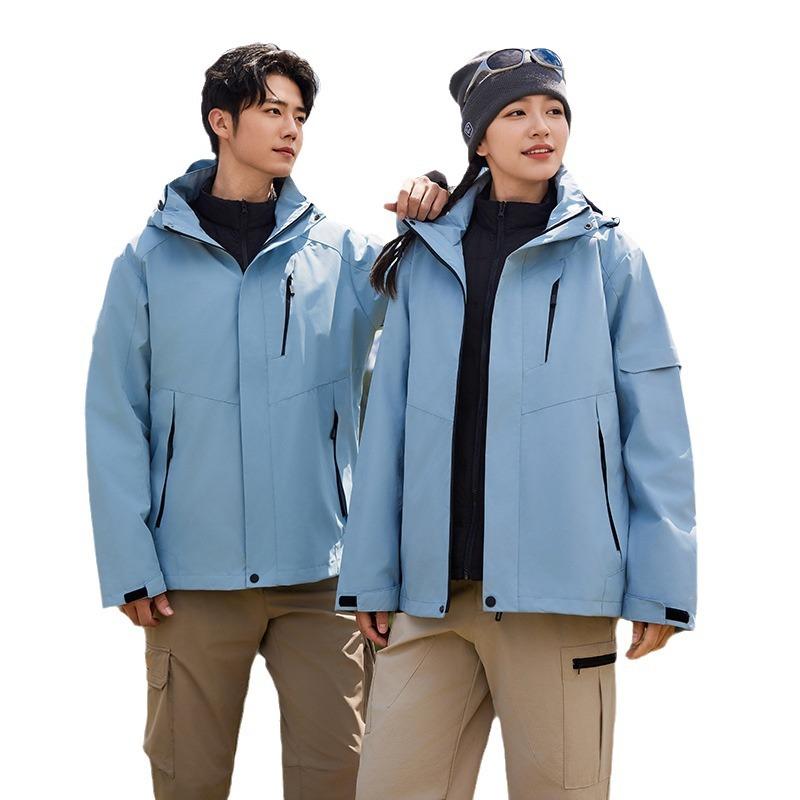 Outdoor Jacket Women's Down Jacket Three-in-one Jacket Men's Autumn and Winter Waterproof Tibetan Hiking and Cycling Mountaineering Clothing