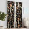2 Pcs, Versatile Polyester Transparent Curtains for Home Decoration Boho Mushroom Pattern for Use In Bedrooms and Living Rooms
