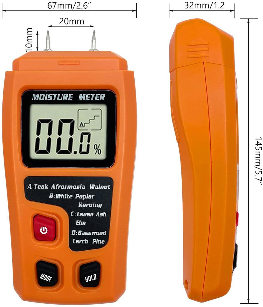 Digital Wood Moisture Meter Wood Humidity Tester Hygrometer Timber Damp Detector Large LCD Display