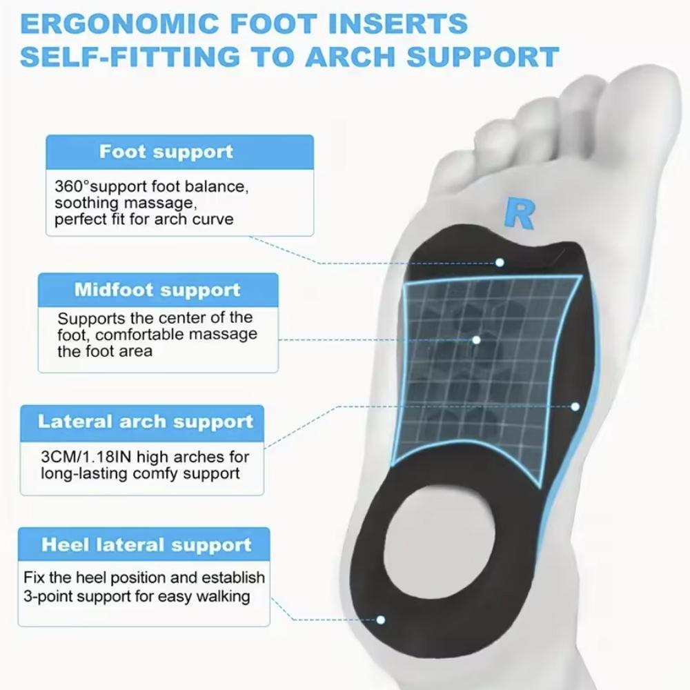 1 Pair Arch Support Inserts - Comfortable TPR Material Ideal For Men & Women Universal Fit Promotes Proper Foot Alignment