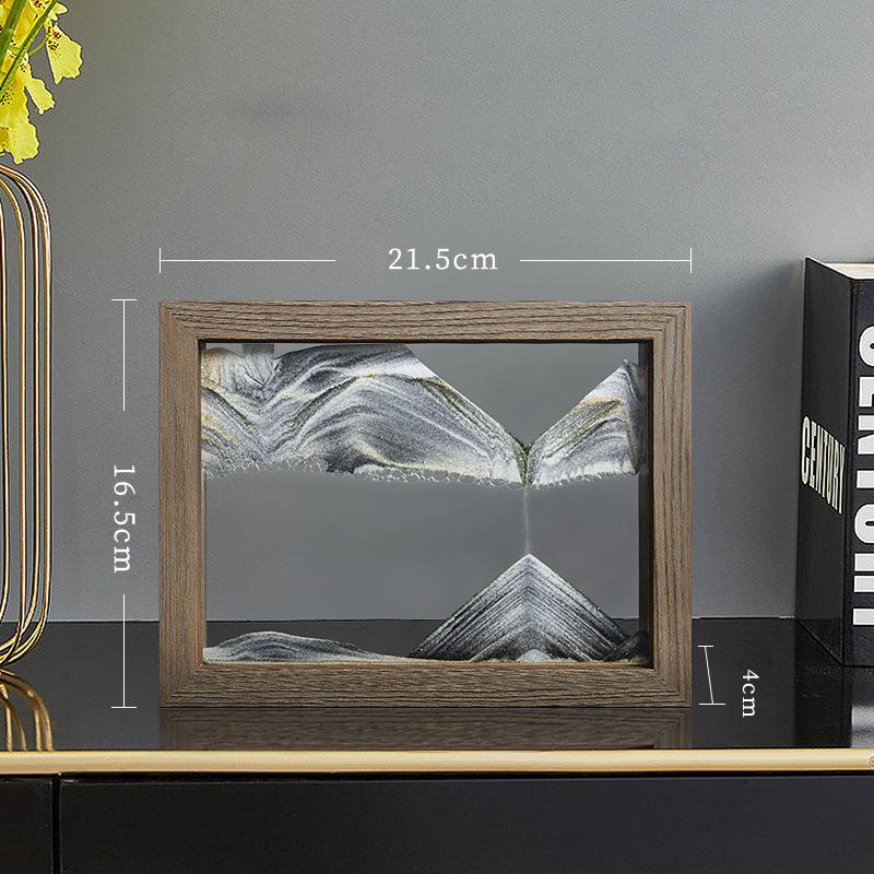 Moving Sand Art 3D Sandscape Quicksand Liquid Hourglass Rotatable Wooden Frame Flowing Sand Painting Office Home Decor Gifts