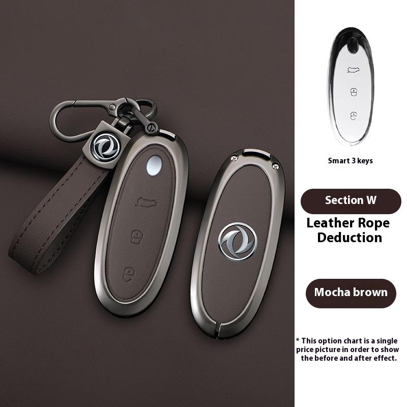 

Interior Mouldings Zinc Alloy Leather Car Remote Key Case Cover Shell For 2024 Dongfeng NAMMI 01 new Energy Protection Keychain