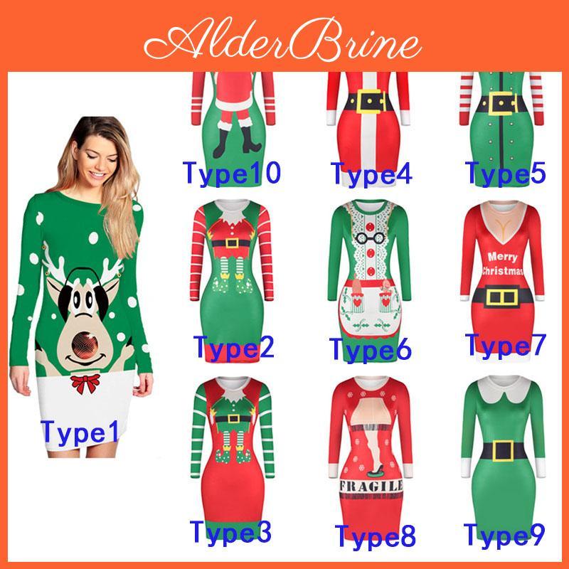 Stylish Knitted Christmas Elf Jumper Dress For Women With Classic Print Design