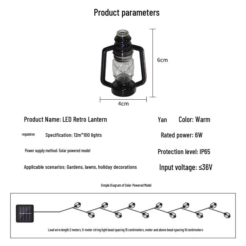Beigong LED Solar Retro Lantern String Lights