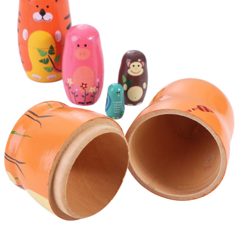 Animals Pattern Matryoshka Doll Toys Handmade Stacking Dolls Nesting Dolls Kids Toy