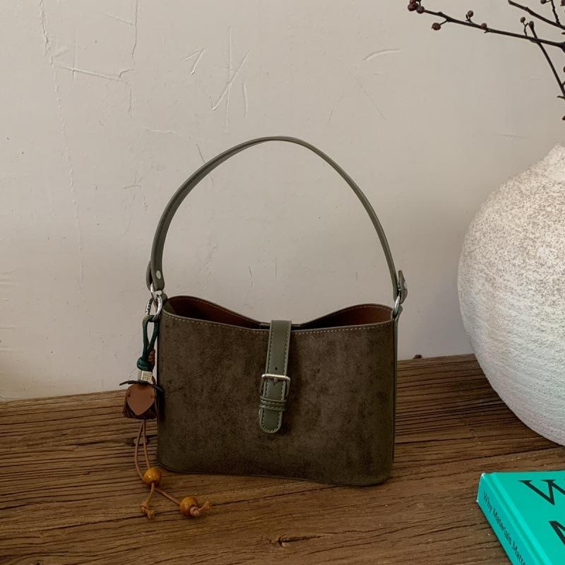 Vintage Maillard brown small bag 2025 new casual versatile women's messenger bag exquisite portable bucket bag