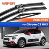 For Citroen C3 MK3 SX SY 2016- 2017 2018  Wiper Front&Rear Wiper Blades Windshield Windscreen Window Brushes 26"+16"+12"