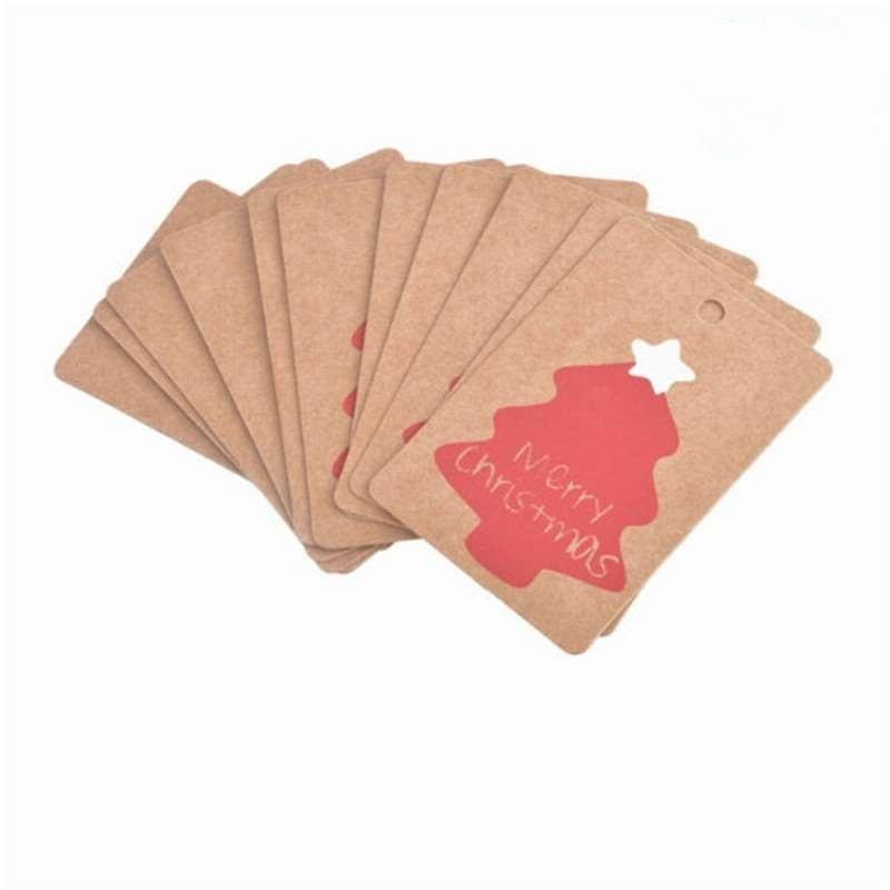 50pcs/set Baking Packaging Christmas Kraft Paper Santa Claus Tag Card for DIY Christmas Party Decor