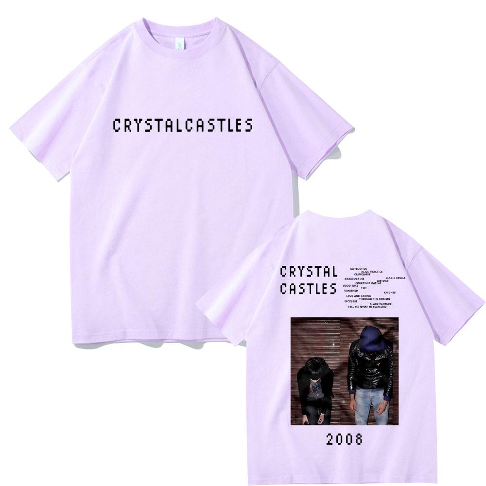 Crystal Castles Double Sided Print T Shirts Men Women Hip Hop Rock Oversized T-shirts Male Gothic T Shirt Men's Vintage Tshirt