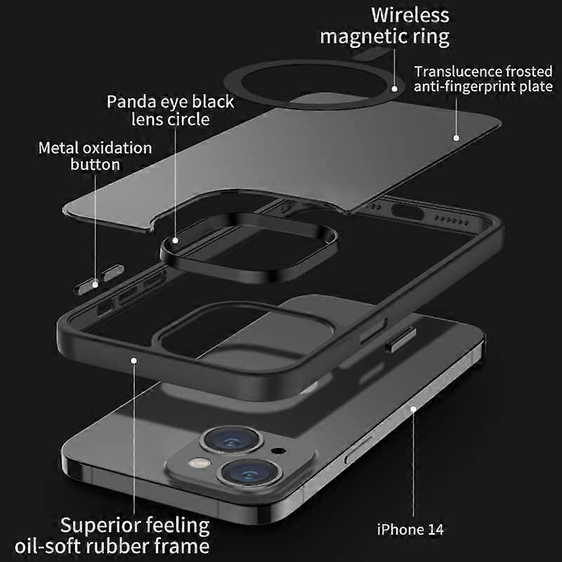 Strong Magnetic Case for iPhone 13 Case &iPhone 14 Case [10FT-Grade Drop Tested & Compatible with MagSafe] Translucent Anti-Fingerprint Anti Shockproo