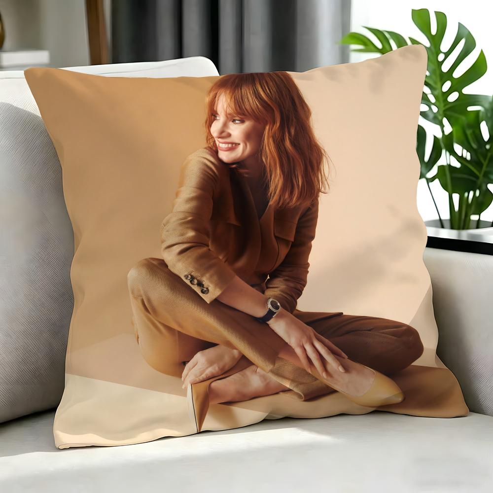 Actress Jessica Chastain Cushion Cover Cushion Cover Set 4Pcs 50X50 45X45 40X40 Pillowcase Decorative Sofa Home Decor