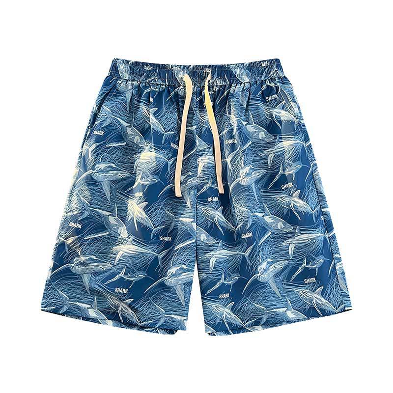 Letnie Spodnie Plażowe Męskie Spodnie Outdoorowe Drukowane Spodnie Pięciokwartowe Para Wakacje na Plaży Casualowe Spodnie