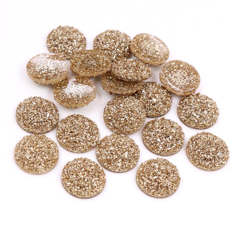 40 Stück/Los 8mm 10mm 12mm Mixfarben Druzy Naturstein Konvex Flachrücken Harz Cabochons DIY Schmuckherstellung Zubehör Zubehör