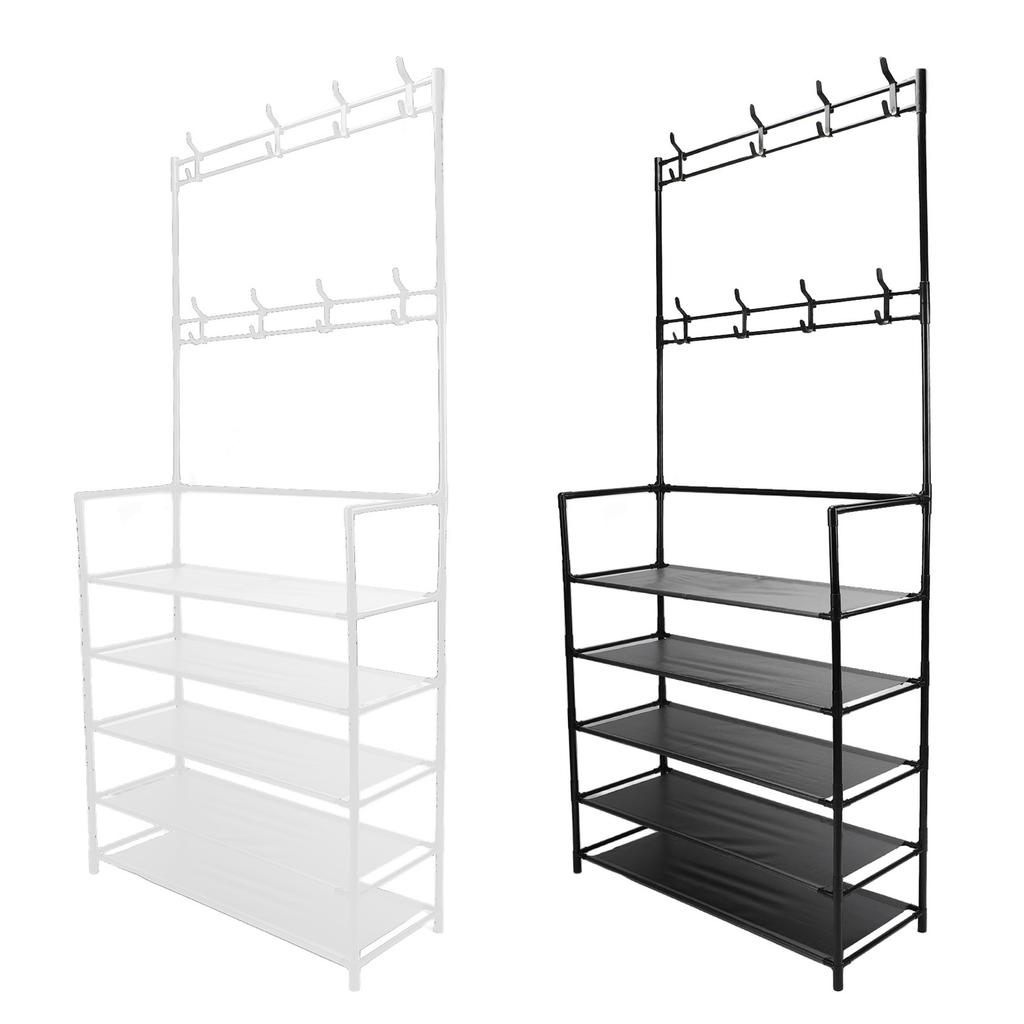 Coat Rack Stand Stable Load Bearing Metal Freestanding Space Saving Entryway Clothes Hanging Organizer 2 In 1 for Bedroom