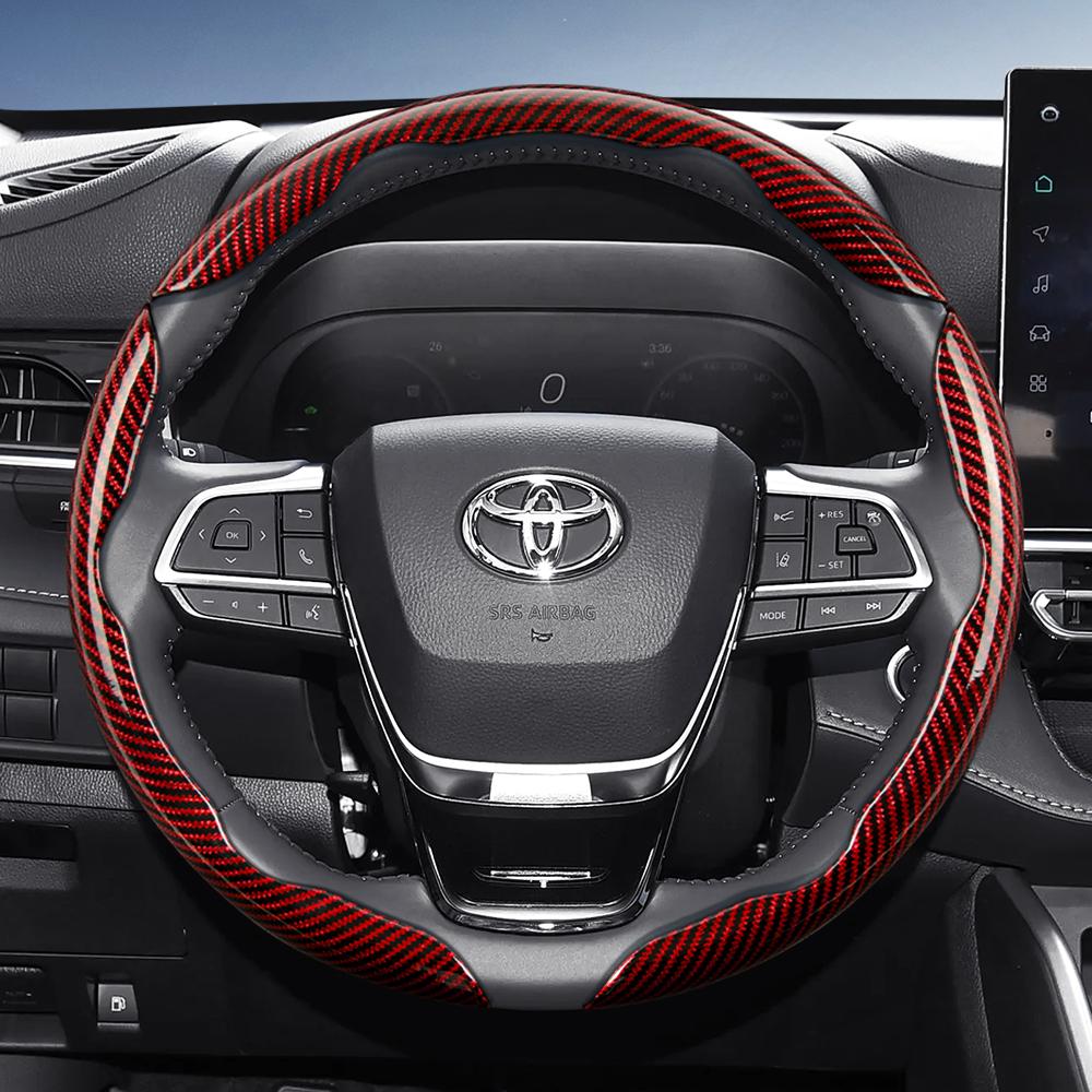 Suitable for Toyota Carbon Fiber Texture Steering Wheel Cover with Segmented Quick-Release Design, Durable, for Rav4, Hilux, Camry, Y