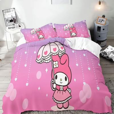 My Melody Sanrio Serie Bettwäsche-Set Comforte Luxus 3-teilig 1 Bettbezug Exquisites Geburtstagsgeschenk 100% Polyester Heimdekoration