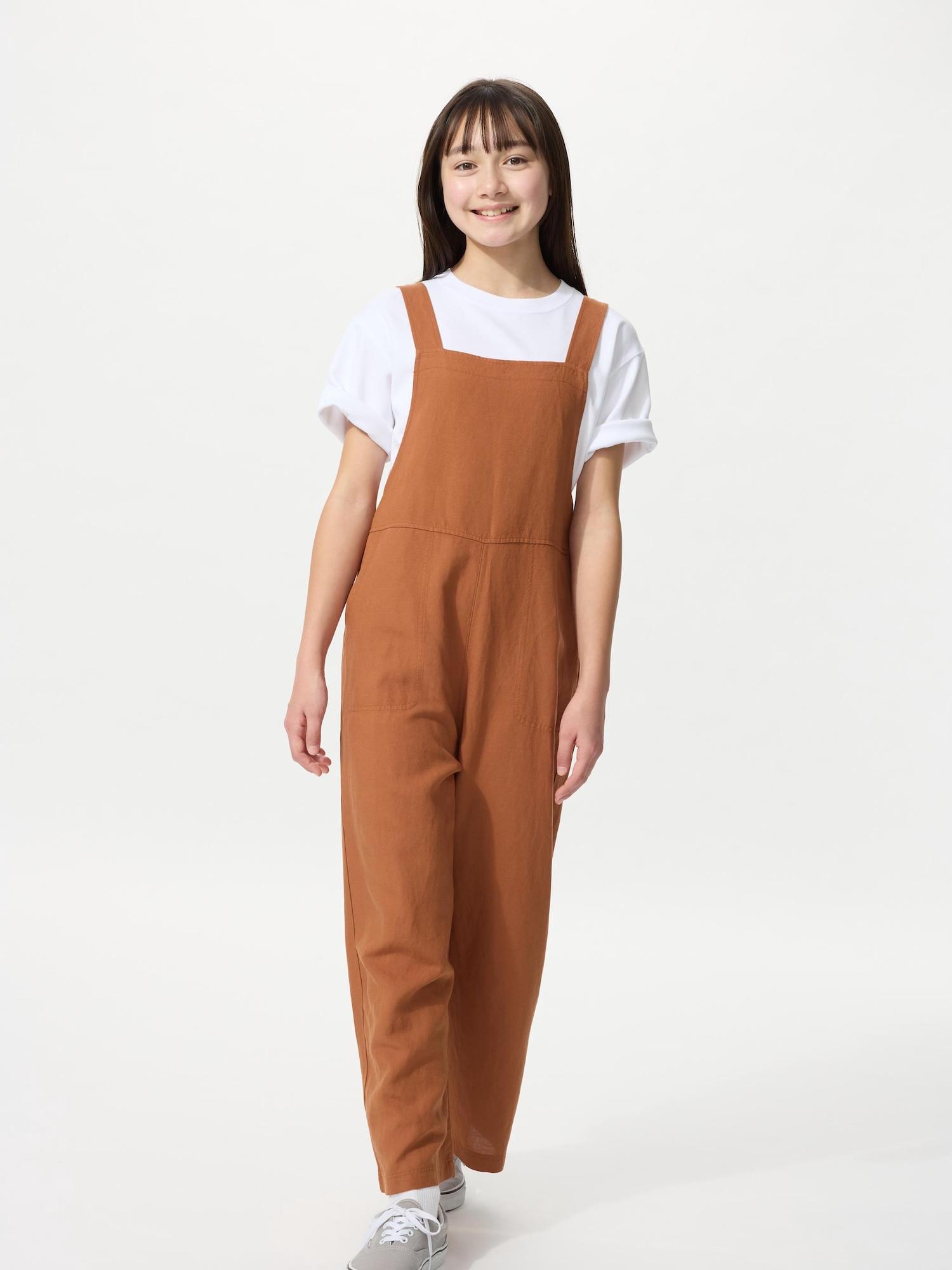 

Uniqlo Комбинезон из льняной смеси для девочек из Японии 35 BROWN/150
