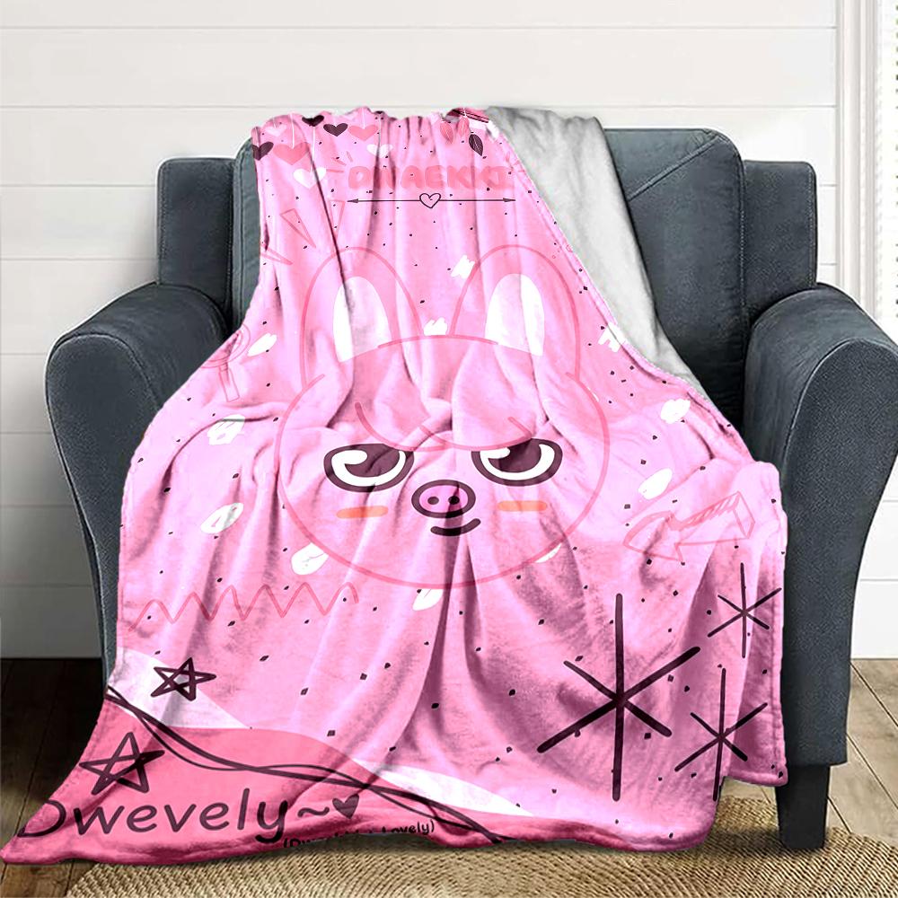 1Pc Cute Animal Expressions Blanket For Couch Bed Plush Cozy Fuzzy Blanket Super Soft Warm Blankets For Fall And Winter 091843