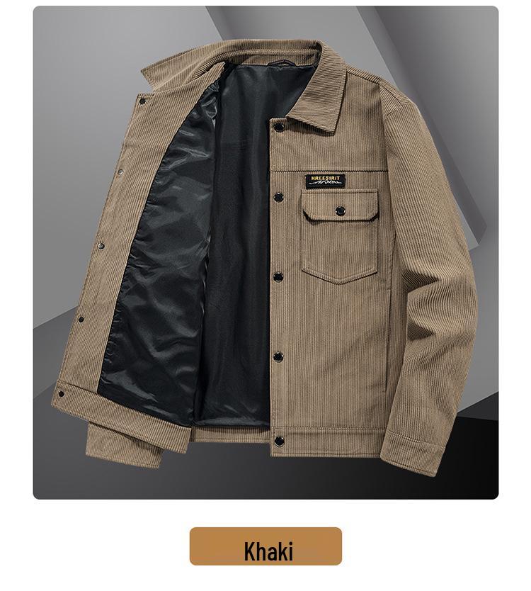 Corduroy Men's Casual Lapel Jacket - Youth Student Workwear Top
