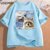 Funny Meme TShirt Sometimes I Think But Then I Forget Funny Trash Raccoon Cat Tshirt Dark Humor Tees Oversized Lover Clothes