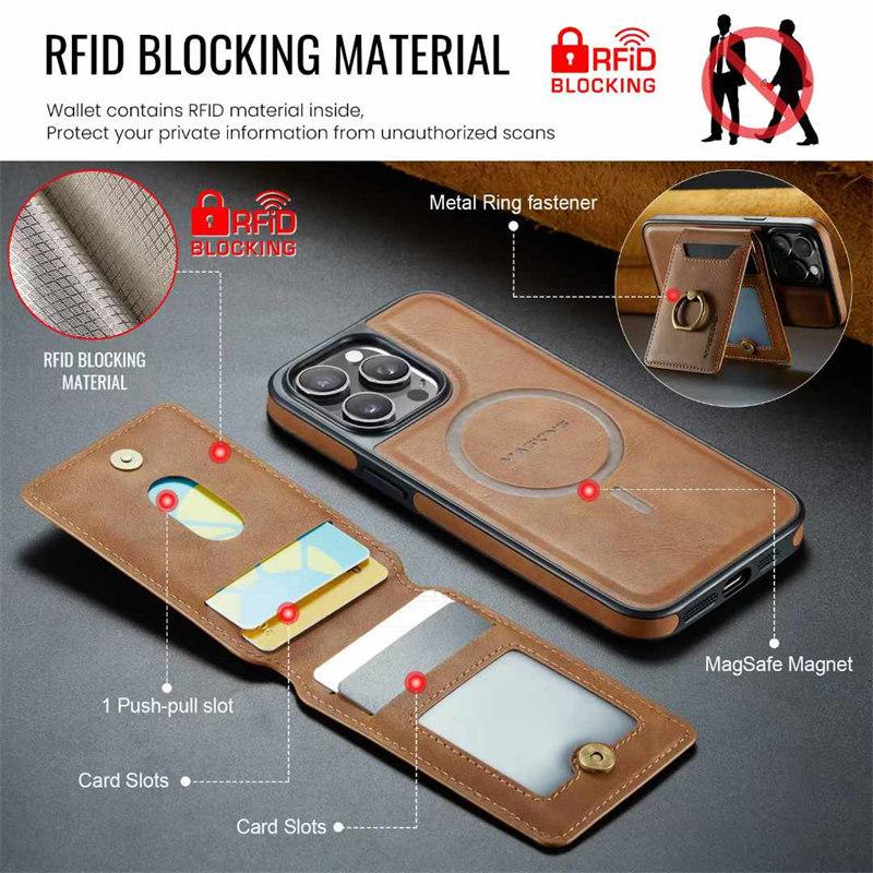 Detachable 2IN1 Real Magsafe Strong Magnetic Wireless Charging Wallet Case For iPhone 12 13 14 15 16 Pro Max Plus Cover