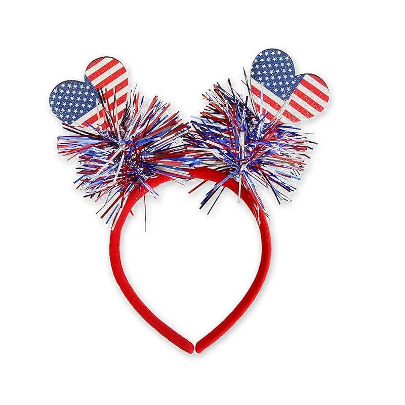 4th of July Headband Independence Day Hair Accessories Patriotic Party Hair Supplies USA Flag Star Design Blue Red Ribbon Stars Hair Decoration Cute