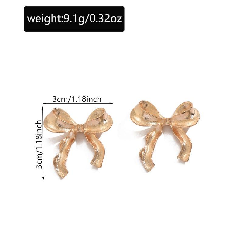 Bow Earrings Metal Stud Earrings Electroplating Versatile Women's Simple Fashion Smooth Temperament Earrings