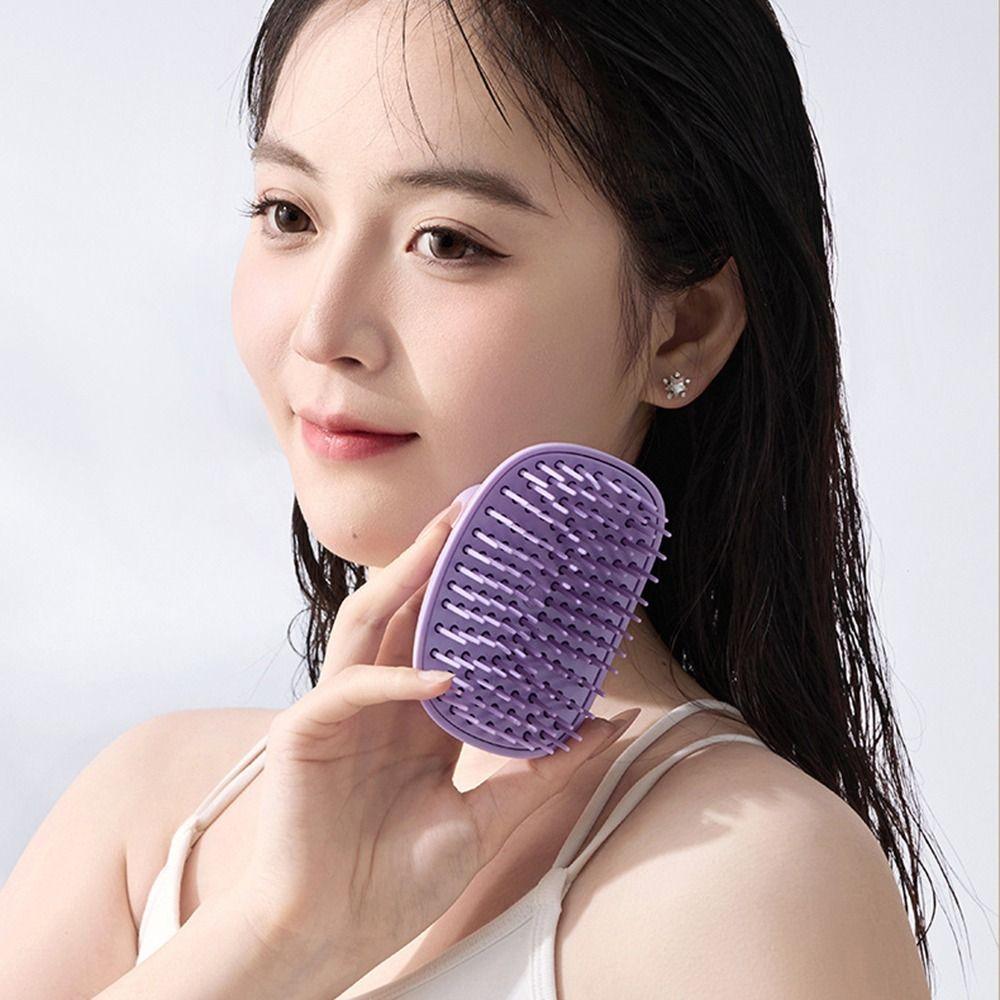 Soft Silicone Shampoo Brush Dandruff Removal Head Scalp Massager  Travel Use