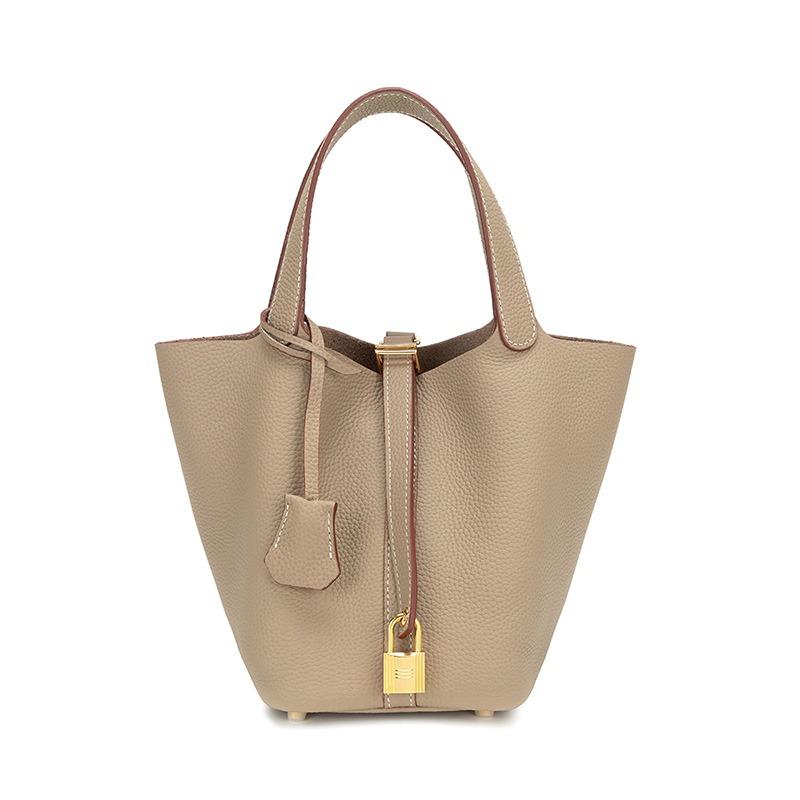 Bag Summer Hand Bucket Basket Women's Bag Genuine Leather Handbag