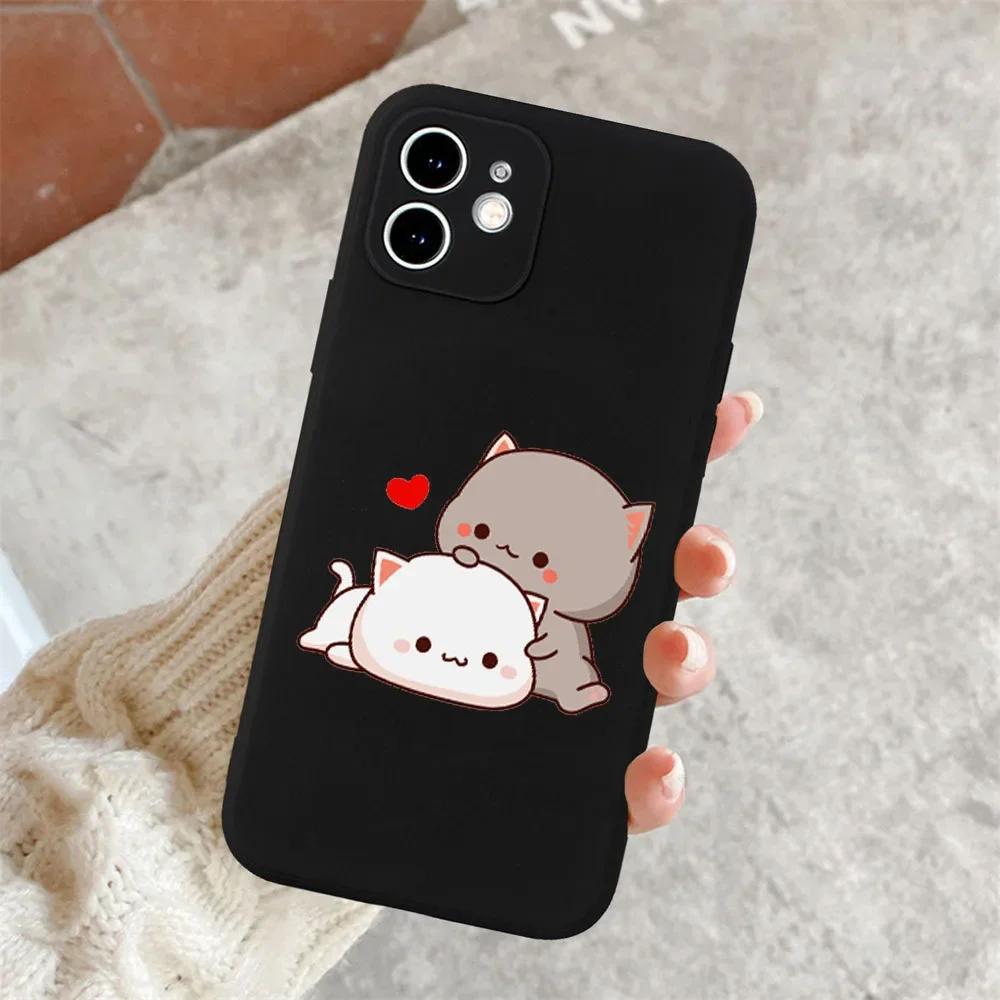

Милые мультяшные коты для влюбленных, парные чехлы для телефона iPhone 16 13 15 11 12 14 Pro Max Mini XR SE 8 7 15 Plus, чехлы, сумки iPhone 16ProMax