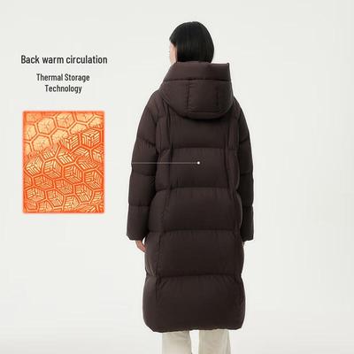 Lange Kapuzen-Daunenjacke für Damen