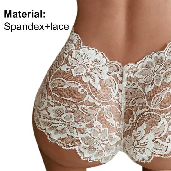 Panties Low Waist Plus Size Lace Embroidery See-through Ruffles Sexy Briefs