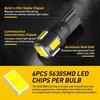 10Pc W5W 168 T10 LED Reverse Canbus Free Light Error LED Bulb 10-SMD Car New