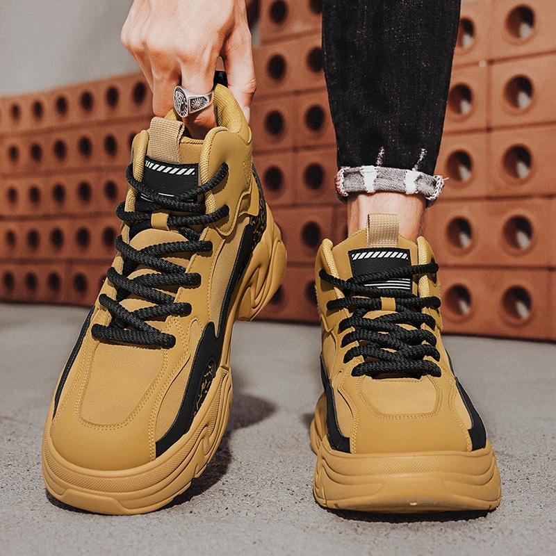 Martin boots men's 2024 autumn and winter British style high-top kick can't be rotten, big yellow boots men's casual height-increasing medium-top too