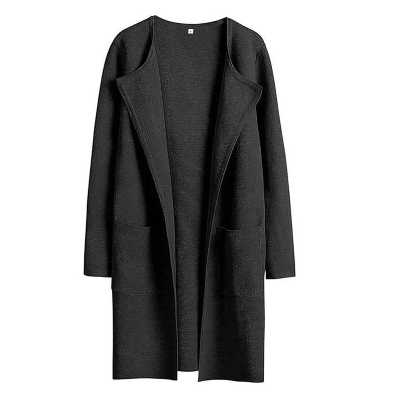 Woolen Coat Women Autumn Korean Fashion Casual Loose Women Coat Solid Color Button-Less Cardigan Coat