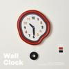 Japanese and Korean Ins Style Retro Red Wall Clock Without Punching Silent Living Room Clock Home Decoration Clock Quartz Clock