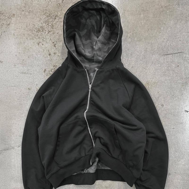 Evropská a americká podzimní a zimní retro personalizovaná módní volná maskáčová mikina s kapucí pro muže a ženy