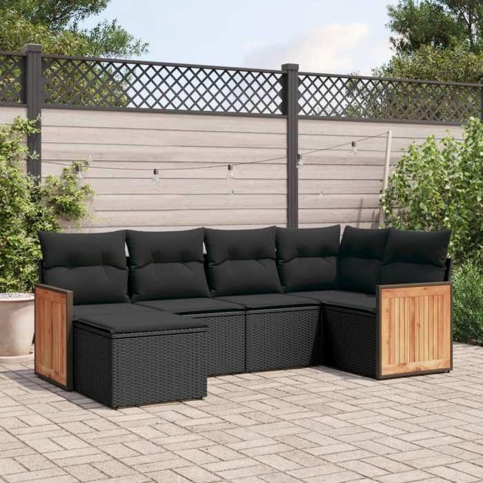 VidaXL Garden Lounge Set with Cushions 6 Pcs, Patio Sofas, Patio Furniture Set, Outdoor Furniture, Black 3227854