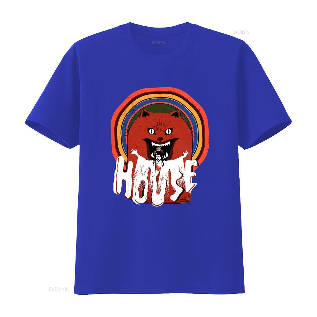 Hausu House 1977 Exorcism Logo T Shirt Cult Classic Horror Merch vintage Washed Stylish Casual Stretched streetwear