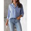 Printed Striped Cardigan, Casual Fashion Shirt, Loose Striped Women's Shirt, Work Shirt, Casual Long Sleeved Shirt