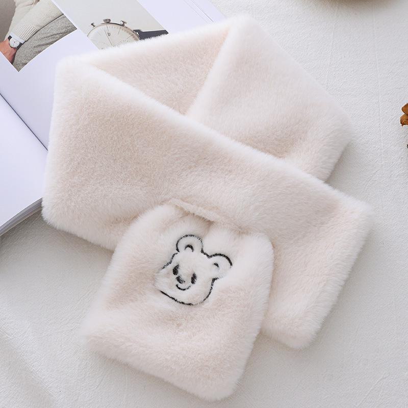 Korean Style Plush Imitation Fur Scarf - Thick, Warm, Solid Color Fashion for Women