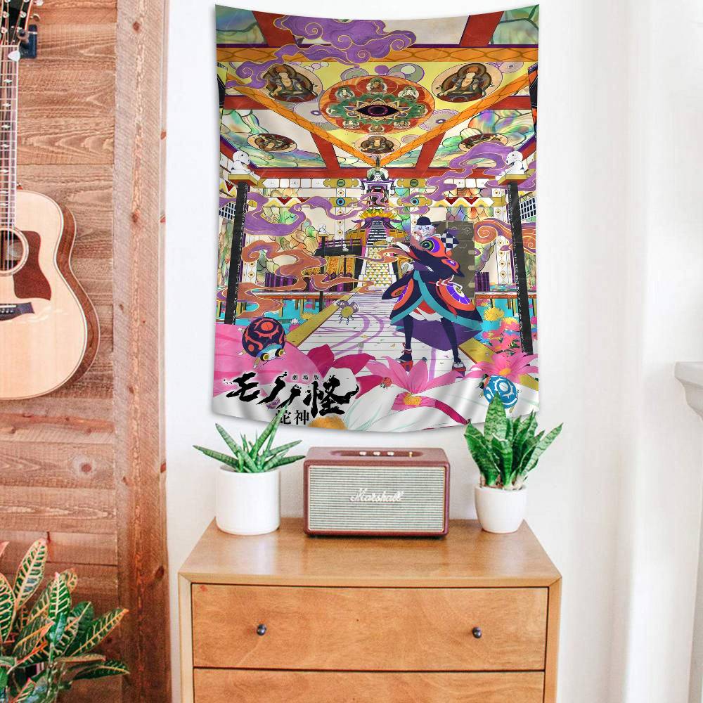 Mononoke Kusuriuri Anime Colorful Tapestry Wall Hanging Hippie Flower Wall Carpets Dorm Decor Japanese Tapestry