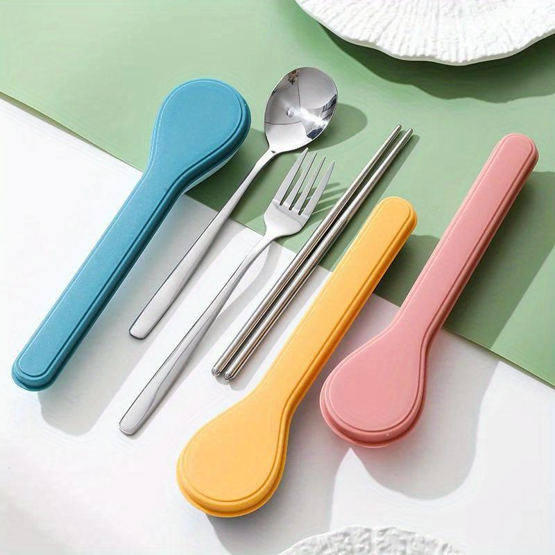 Korean Style Portable Flatware Set with Storage Case Polished Stainless Steel Cutlery Set for Home, School, and Kitchen Dinnerware Use