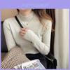 Womens Knitted Turtleneck Sweater With Spliced Design For Office Casual Wear