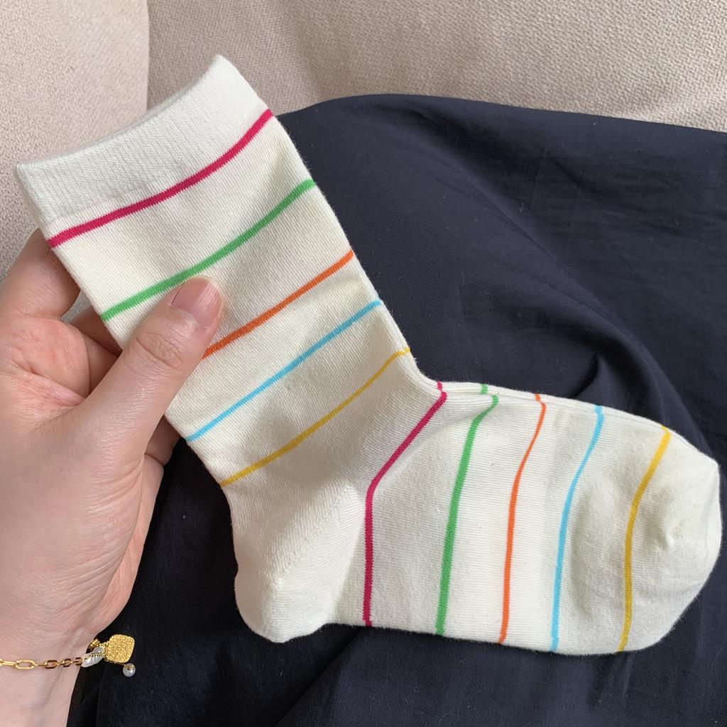 Herbst Originaldesign Farbige Punkte Mittelhohe Socken Niedliche Cartoon Studenten Mittelhohe Socken Gestreifte Punkte