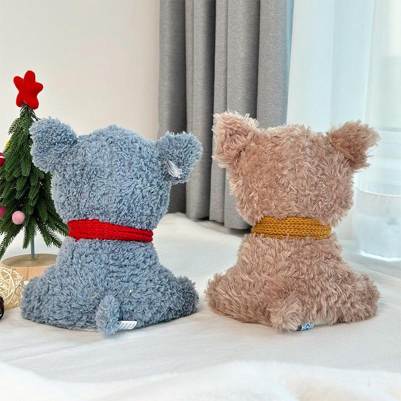 New Year Scarf Schnauzer Dog Doll Children's Gift Puppy Plush Toy 8 Inch Doll Machine Doll