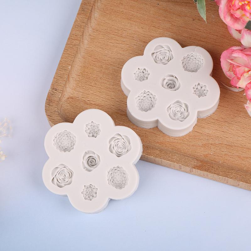 7 In 1 Flower Rose Peony Silicone Mold Diy Flower Aroma Candle Plaster Gypsum Ornaments Handmade Soap Mould