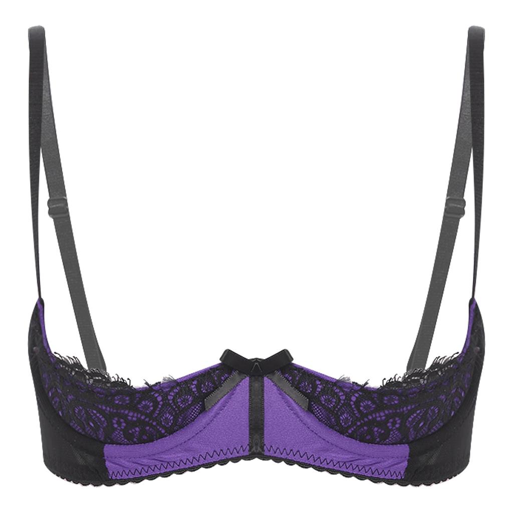 Dámská krajková podprsenka s řasenkami a květinovým vzorem 1/4 košíčky Push-up s kosticemi Bralette Balconette