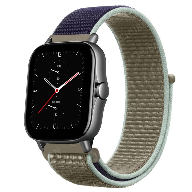 20mm/22mm Nylon Loop watch band For Amazfit GTS/4/2e/3/GTS2 Mini/GTR 4/3 pro/47mm/GTR2/2e/stratos Bracelet Amazfit bip-u strap