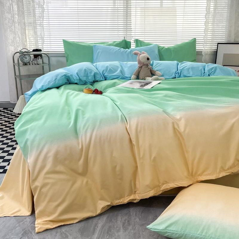 Latest Style Bedding Set Four-piece Gradient Color Bedding Sheet Pillowcase Duvet Cover Set Full Queen King Size